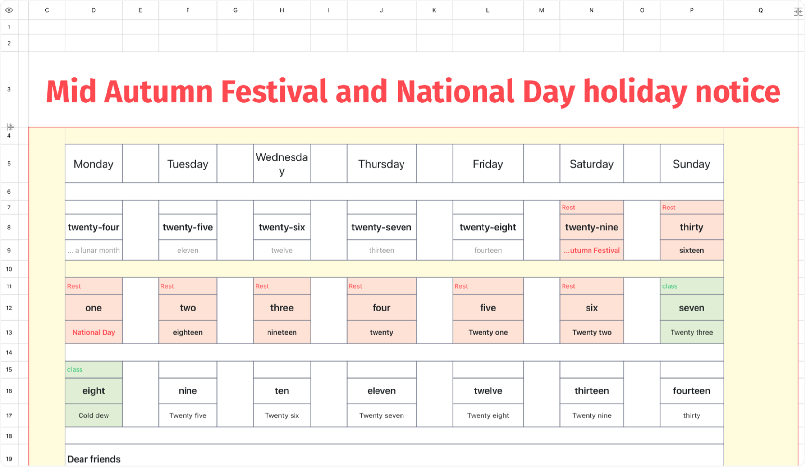 Holiday notice 1